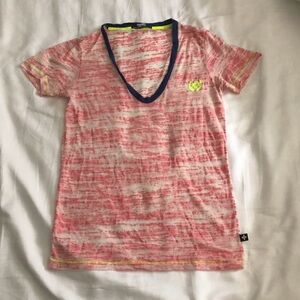 Andrew Christian pink burnout deep vneck tee